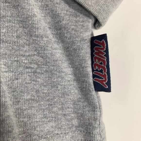 VTG Looney Tunes Women's Gray Cropped Tweetie Bird Sweat Long Sleeve SZ L - Picture 5 of 13